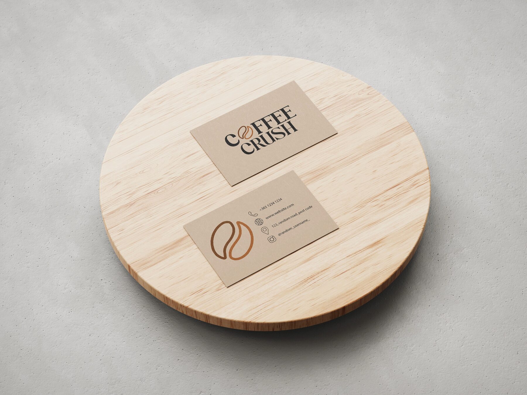 Coffee Crush business card presentation